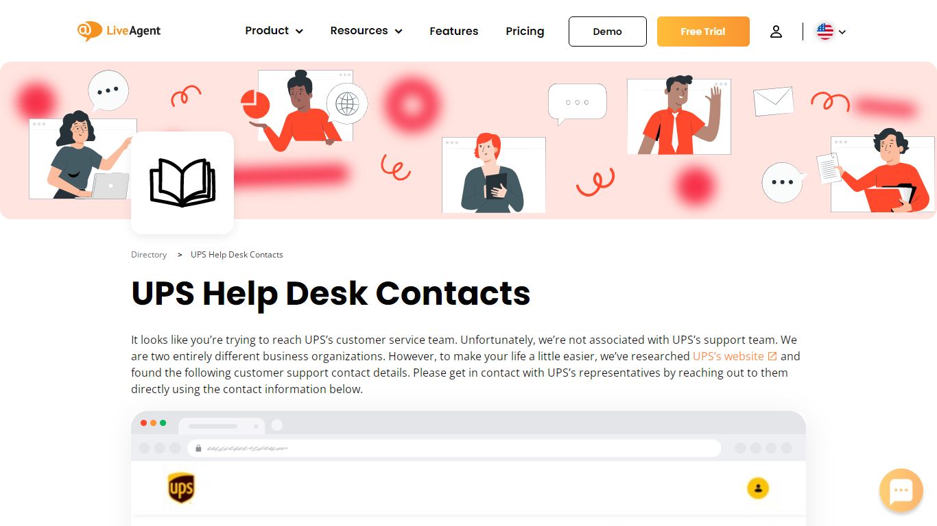 UPS Help Desk Contacts - LiveAgent